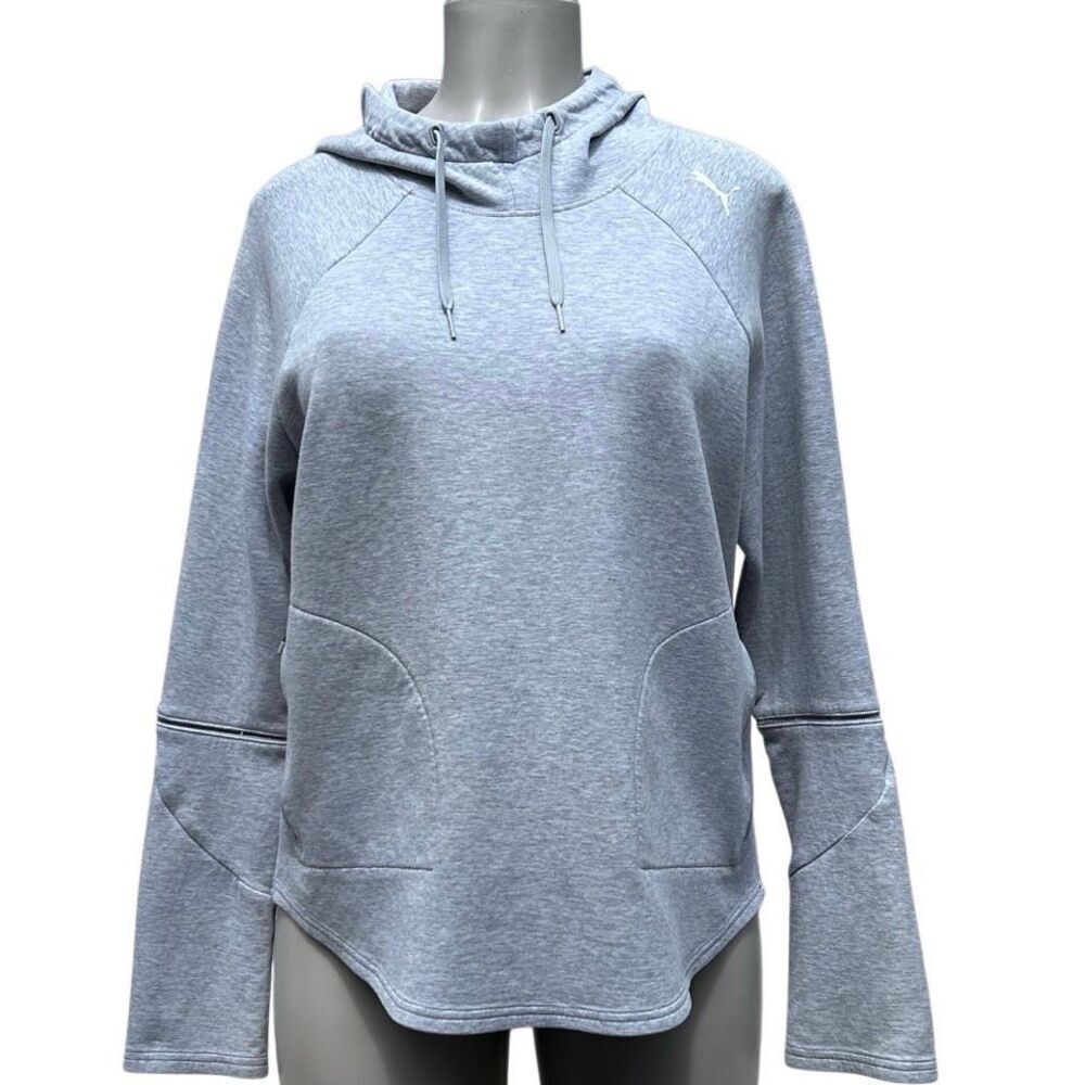 Puma Evostripe Move Hoodie Sweatshirt Women's XL Gray Raglan Sleeve Pullover